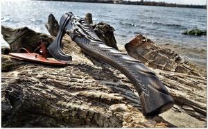 NM Customized Outdoor Industrial Grade Double Blade Viking <b>Axe</b> Head Steel <b>Wood</b> Handle High Quality Camping Hunting - Product Image 4