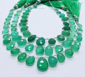 ลูกปัดออนิกซ์สีเขียวธรรมชาติทรงหยดน้ำเจียระไนขนาด 6x8 ถึง 8x12 มม. ออนิกซ์บริโอเล็ตแบบเส้นยาว 7 นิ้ว ลูกปัดพลอยออนิกซ์สีเขียวธรรมชาติ - Product Image 2