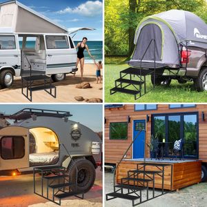 2 Gradini per Vasca Idromassaggio da Esterno con Corrimano, Scala Portatile a 3 Gradini per Camper, Accessori Esterni per Veicoli Ricreazionali - Product Image 6