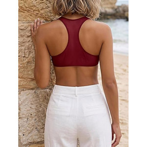 Soutien-gorge de sport athlétique sans couture en maille, haute densité, élastique, anti-frottement, confortable et ajusté, pour l'entraînement - Product Image 2