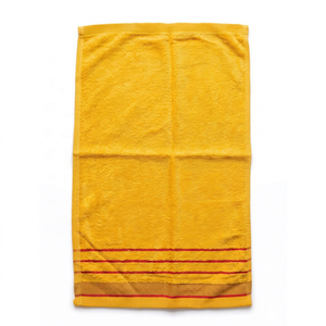 Serviette en coton pur jaune 14*21 pouces avec motif personnalisé et bordure, logo sur mesure, serviette de toilette épaisse en velours pour hôtel - Product Image 1