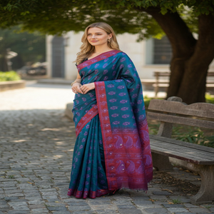 Best Quality Indian Plain Anti-static Lightweight Woven Chiffon/Georgette Women's Saree Florals Pattern Intricate <b>Border</b> 90 GSM - Product Image 1