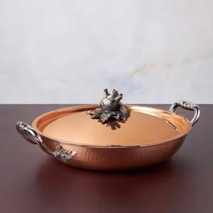 Stainless Steel Hammered Casserole Hot Pot Food Warmer Non-Stick Dishwasher Safe 33cm Diameter Traditional Serving Handi Pot - Product Image 5
