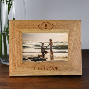 กรอบรูปไม้ทรงสี่เหลี่ยมผืนผ้า สลักข้อความ I Love You รูปหัวใจ ทำด้วยมือ สำหรับวางบนโต๊ะ สไตล์เรียบง่ายแนวนอน - Product Image 6