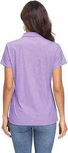 T-shirts de golf pour femmes de qualité supérieure, tricotés, à manches courtes, décontractés, en tissu Oxford respirant, 100 % coton, couleur personnalisable, design vierge - Product Image 2