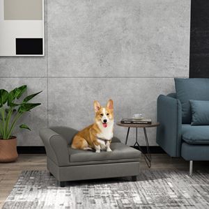 Gray Small Dog Pet <b>Sofa</b> <b>Bed</b> with <b>Storage</b> for Small Canine Comfort - Product Image 1