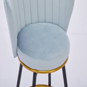 Set di 2 Sgabelli da Bar Alti con Seduta Girevole a 360 Gradi e Schienale Imbottito, Altezza Seduta 26 Pollici, in Velluto per Bar - Product Image 4