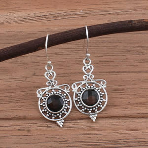 Pendientes de Cuarzo Ahumado Natural al por Mayor, Plata de Ley 925, Hechos a Mano, Piedra Preciosa Redonda, Joyería de Lujo para Mujer - Product Image 4