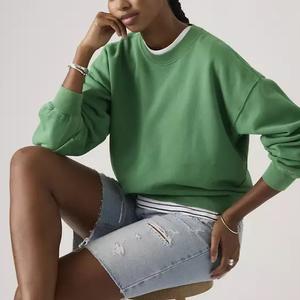 Nueva llegada, sudaderas de cuello redondo para mujer, color sólido, logotipo personalizado, 350g, fabricadas en Bangladesh, venta al por mayor. - Product Image 2