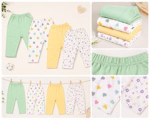 Conjunto de pantalones para bebé con corazones y estampados florales, estilo sencillo para todas las estaciones - Product Image 5