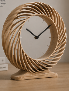 Minimalist Wooden Desk <b>Clock</b> With Quartz Movement Silent Needle Display Circular Design - Product Image 1