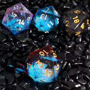 Handmade Luxury Oversized Resin Liquid Core DND Dice with Purple/<b>Blue</b> <b>Glitter</b> Sharp Edge for RPG Board Games - Product Image 3