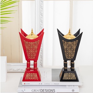 Brûleur d'encens de luxe en résine Oud du Moyen-Orient, encensoir traditionnel arabe Bakhoor, support vintage pour Bakhoor, décoration artisanale pour la maison, Ramadan, Mubkhar - Product Image 1
