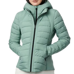 Chaqueta Acolchada con Capucha para Mujer, Color Verde Menta, Manga Larga, Cierre de Cremallera, Ropa de Invierno - Product Image 3