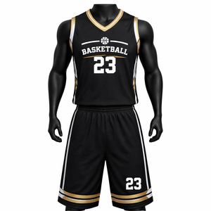 Nouvel ensemble maillot et short de basketball personnalisé modèle 2026 noir et or, uniforme d'équipe respirant à séchage rapide, le plus vendu, service OEM - Product Image 1