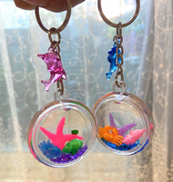 Porte-clés Souvenir Promotionnel Personnalisé avec Logo, Flottant en Acrylique 3D, Thème Parc Marin, Imprimé UV, Durable et Multicolore