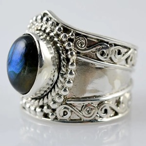 <b>Labradorite</b> <b>Ring</b> 925 Sterling Silver Handmade Boho Statement Promise Jewelry for Women Natural Oval Shape Gemstone Jewelry - Product Image 6