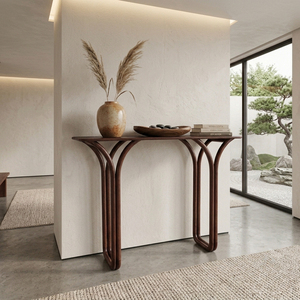 Mesa Consola Moderna de Madera Maciza de Roble con Patas Curvas, Garantía de 3 Años - Mueble de Lujo para Entrada, Pasillo, Sala de Estar, Villa - Product Image 3