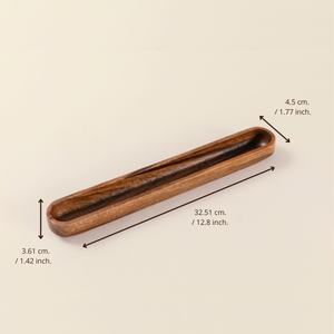 Plateau de service rectangulaire long en bois d'acacia fait main, poli, de qualité alimentaire, pour cuisine et salon, finition noyer - Product Image 2