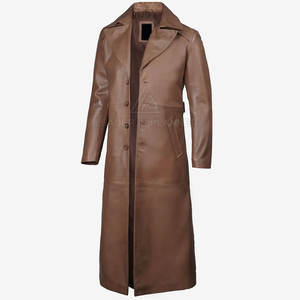 Manteau en cuir sur mesure pour homme de haute qualité, style classique long, en cuir véritable, manteau de haute qualité - Product Image 4