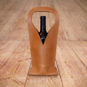 Porte-vin en cuir véritable personnalisé par le fournisseur, étui de protection haut de gamme pour bouteille de vin, élégant porte-boissons pour pique-nique LEB-0085B - Product Image 5