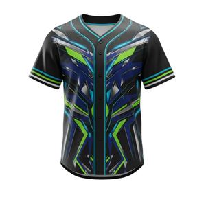Proveedor de Uniformes de Béisbol OEM, Corte y Costura Personalizados, Impresión Digital, 100% Poliéster, Secado Rápido, Transpirable, Camisetas de Equipo con Cuello en V - Product Image 1