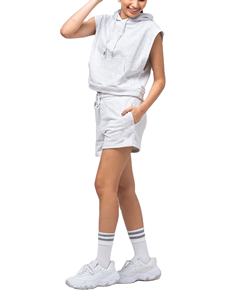 Ensemble de survêtement décontracté 2 pièces pour femme, avec logo personnalisé, en coton uni respirant et écologique, collection été 2026 - Product Image 4