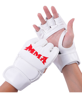 Guantes de MMA de Medio Dedo, Cuero PU, Cierre de Velcro, Rojos, Unisex, para Entrenamiento de Artes Marciales - Product Image 5