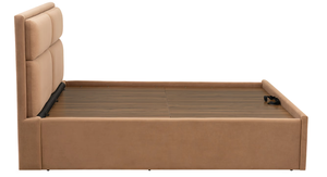 Modern Upholstered Solid Teak Wood <b>Bed</b> Frame <b>Queen</b> <b>Size</b> Faux Leather Soft <b>Bed</b> with Quilted Headboard and Footboard - Product Image 4