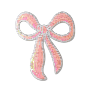 Exquisito Lazo de Plástico PVC Rosa con Lentejuelas, Aplique Termoadhesivo - Product Image 1