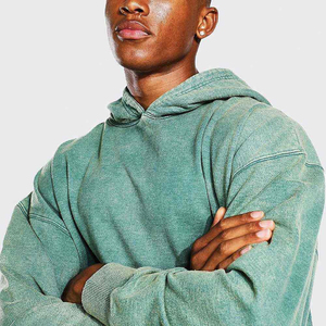 Sweat à capuche oversize délavé pour homme, couleur unie, en coton French Terry, style streetwear décontracté, coupe automne - Product Image 6