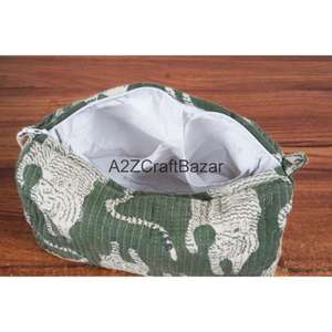 Juego de 3 Bolsas de Maquillaje Hechas a Mano, Acolchadas, de Algodón, con Cierre de Cremallera y Borlas, Duraderas, Modernas, Reutilizables, Ligeras y Ecológicas - Product Image 5