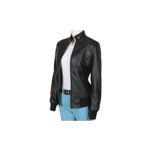Veste en cuir d'agneau en gros, couleur écru / Veste de motard en cuir véritable de qualité supérieure, blanc cassé / Veste de motard en cuir beige pour femme 2023 - Product Image 3