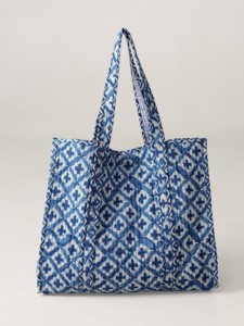 OEM Assorted Quilted Cotton Tote <b>Bag</b> Blue Block Print <b>Shoulder</b> <b>Bag</b> Wholesale for Women - Product Image 2