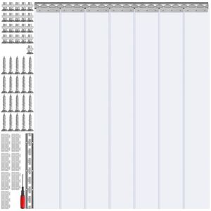 Tenda a Strisce in PVC Trasparente per Porte Industriali, 84 Altezza x 42 Larghezza, 7 Pezzi, per Congelatori e Cella Frigorifera, Superficie Liscia 0.08 - Product Image 1