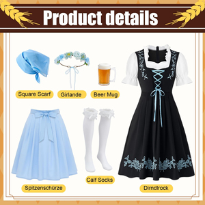 ชุดเดรสสไตล์บาวาเรียนแฟชั่นใหม่ล่าสุด ชุดเดรส Dirndl สไตล์บาวาเรียนที่เป็นเอกลักษณ์สำหรับผู้หญิง - Product Image 6