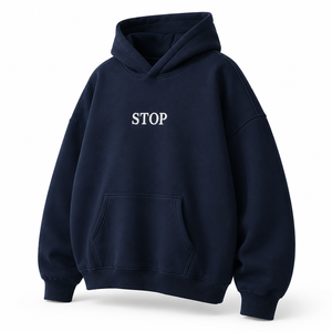 Sweat-shirt à capuche oversize bleu marine pour homme, pull décontracté en polaire avec poche avant et motif imprimé, idéal pour l'automne - Product Image 2