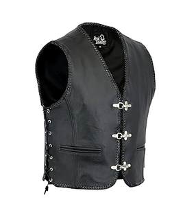 Chaleco de cuero negro sin mangas para hombre, estilo motociclista, para discoteca, tallas S a 3XL - Product Image 1