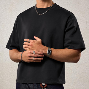 Camisetas de algodón de manga corta de corte holgado unisex con parche bordado personalizado y logo grande, camisetas de hombre de peso pesado y ajuste holgado. - Product Image 3