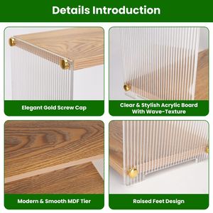 Organizzatore da banco a 3 livelli in acrilico e legno, scaffale portaoggetti per cosmetici da bagno, porta tazze, da scrivania - Product Image 6