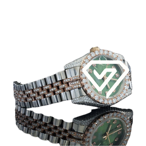41MM <b>Chronograph</b> Style Moissanite Diamond Watch Two Tone Rose Gold Full Pave Luxury Iced Out Watch - Product Image 2
