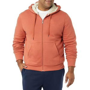 Nouveau sweat-shirt à capuche zippé orange, coupe classique, décontracté, pour l'automne, 100 % coton molletonné tricoté, couleur unie - Product Image 5