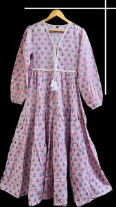 À la mode indien bloc imprimer femmes filles pur coton Maxi robe décontracté été soirée longue Midi en vrac motif naturel chaud! - Product Image 2