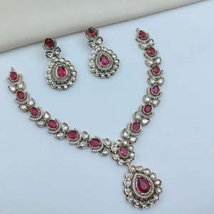 <b>Gold</b> Plated American Diamond Necklace <b>Set</b> for Women-Fine Bridal Jewelry with <b>Earrings</b> - Product Image 4