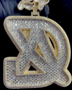 Pendentif Lettre Hip Hop en Argent 925 Sertie de Moissanite, Pendentif Lettre Initiale Personnalisé avec Anneau Bicolore, Pendentif Prénom Lettre - Product Image 1