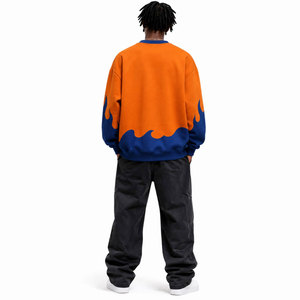 Custom Hoodies Men 100% Cotton Crew Neck Sweatshirt Streetwear Oversized Drop Shoulder Rib Crewneck Plain Pullover Sweatshirt - Product Image 3