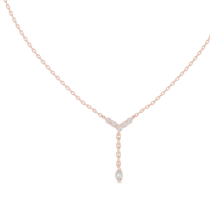 Pendentif en or rose 14 carats avec diamants de laboratoire marquise et ronds pour femme |   Vêtements de mariage |   Nouveau diamant cultivé - Product Image 4