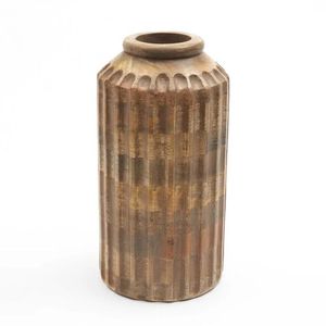 Nuevo Jarrón Decorativo de Madera Acanalada, Hecho a Mano, Estilo Rústico, para Flores, Decoración de Mesa, Hogar y Estantes - Product Image 1