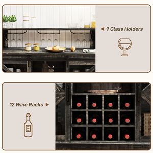 Mobiletto Portabottiglie da Cucina Stile Rustico con Ripiani Illuminati Marrone Autoportante - Product Image 6