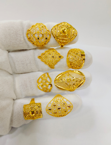 Luxury Turkish Classic 22K Gold Filigree <b>Rings</b> for Women Hollow Out Flower <b>Statement</b> <b>Ring</b> Set Wedding Ethnic Jewelry Gift - Product Image 2